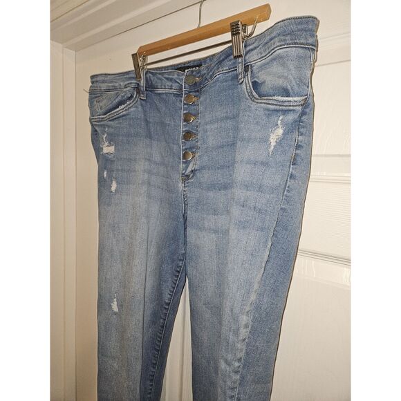 Kut From The Kloth Blue Jeans Button Fly Size16 Plus Size Distressed - Picture 3 of 8